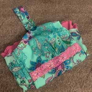 VINTAGE Y2K Mint Green Purple Lace Paisley Floral Dress Babydoll Sz L